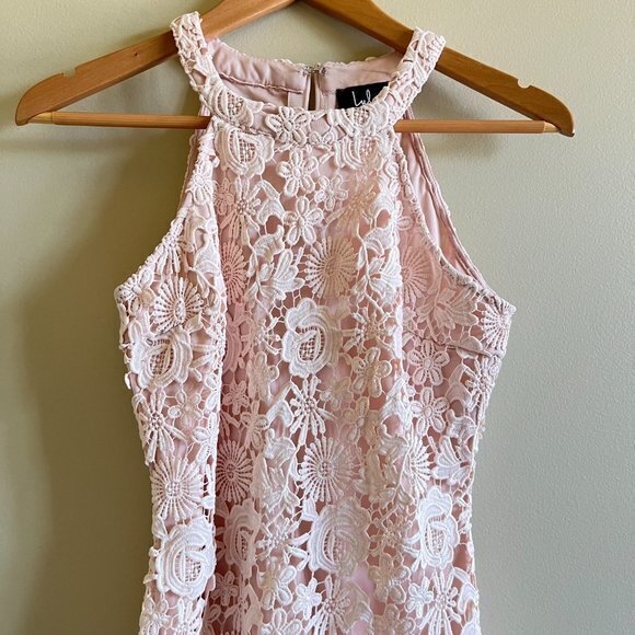 Lulus Love Poem Blush Pink Lace Mini Dress Blush Pink Womens Size S Lined - Picture 7 of 13